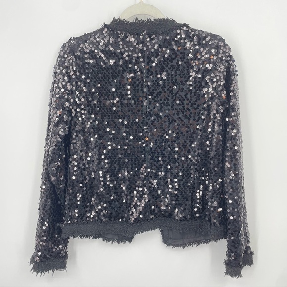 Sans Souci Sequin Lightweight Jacket Black Sz M - Picture 4 of 6